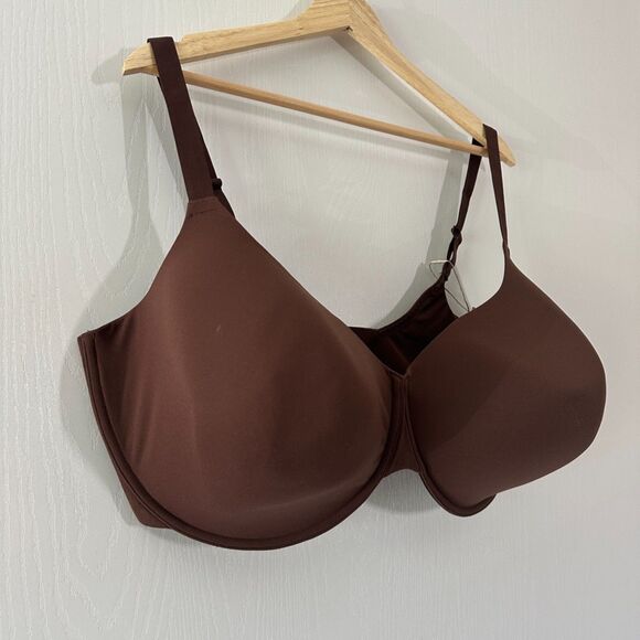 Skims Women's Fits Everybody T-Shirt Demi Bra Smoothing Brown Cocoa Size 44H NWT - Picture 2 of 6